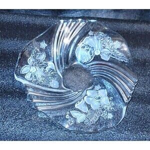 Crystal Swirled Christmas Bowl Candy Dish